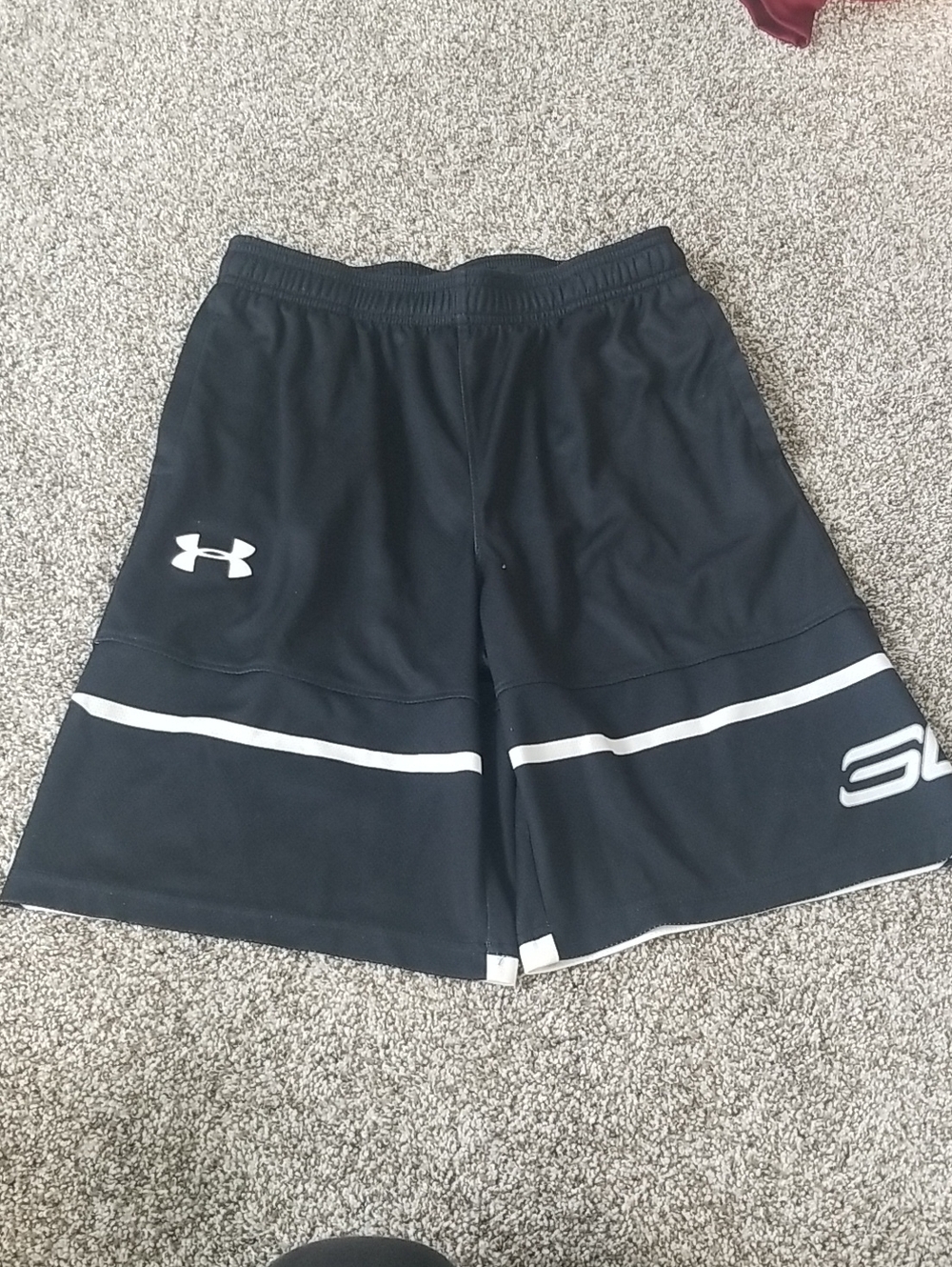 Under Armour youth xl Black Athletic Shorts with White Logos